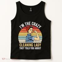 Crazy Cleaning Lady Housekeeper Housekeeping Maid Tank Top thumb 2
