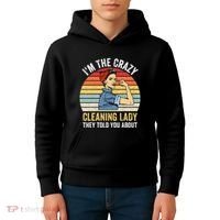 Crazy Cleaning Lady Housekeeper Housekeeping Maid Kids Hoodie thumb 4