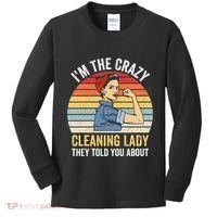 Crazy Cleaning Lady Housekeeper Housekeeping Maid Kids Long Sleeve Shirt thumb 0