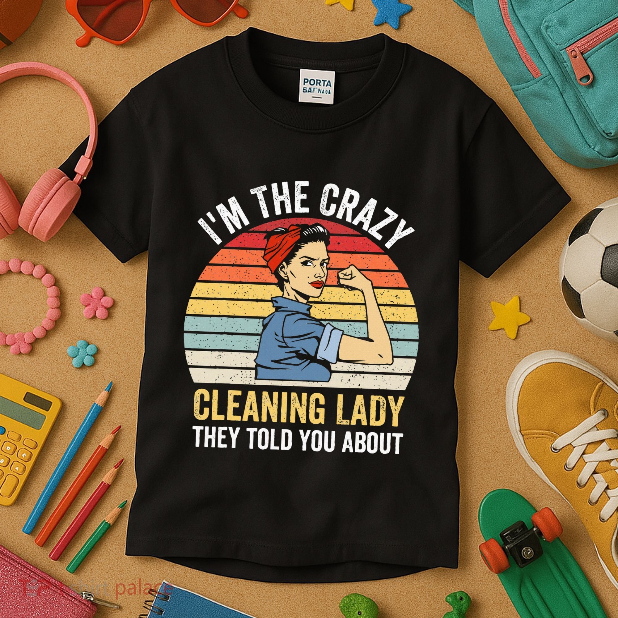 Crazy Cleaning Lady Housekeeper Housekeeping Maid Kids T-Shirt