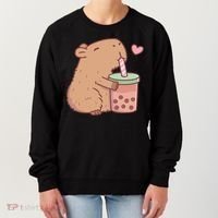 Cute Capybara Loves Bubble Tea Women's Sweatshirt thumb 0