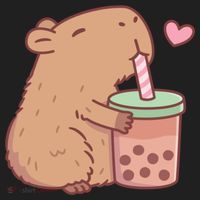 Cute Capybara Loves Bubble Tea Women's Sweatshirt thumb 2