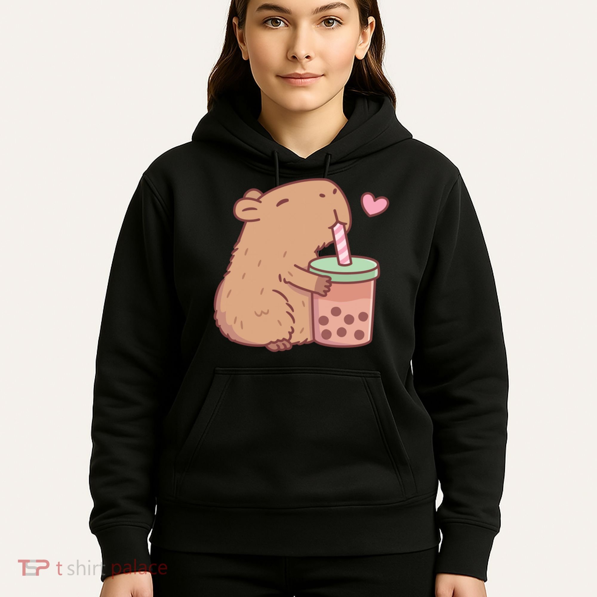 Cute Capybara Loves Bubble Tea Hoodie
