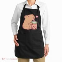 Cute Capybara Loves Bubble Tea Apron thumb 2