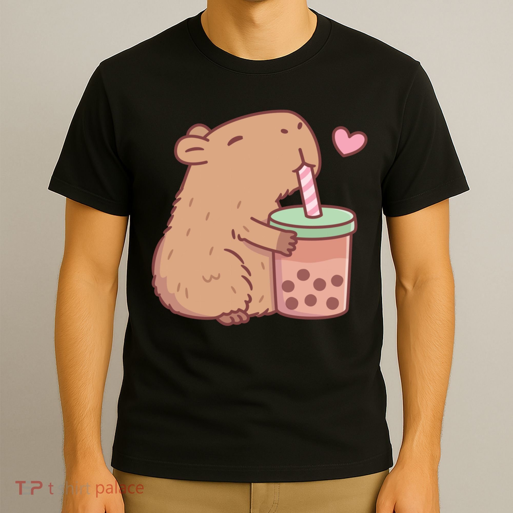 Cute Capybara Loves Bubble Tea T-Shirt