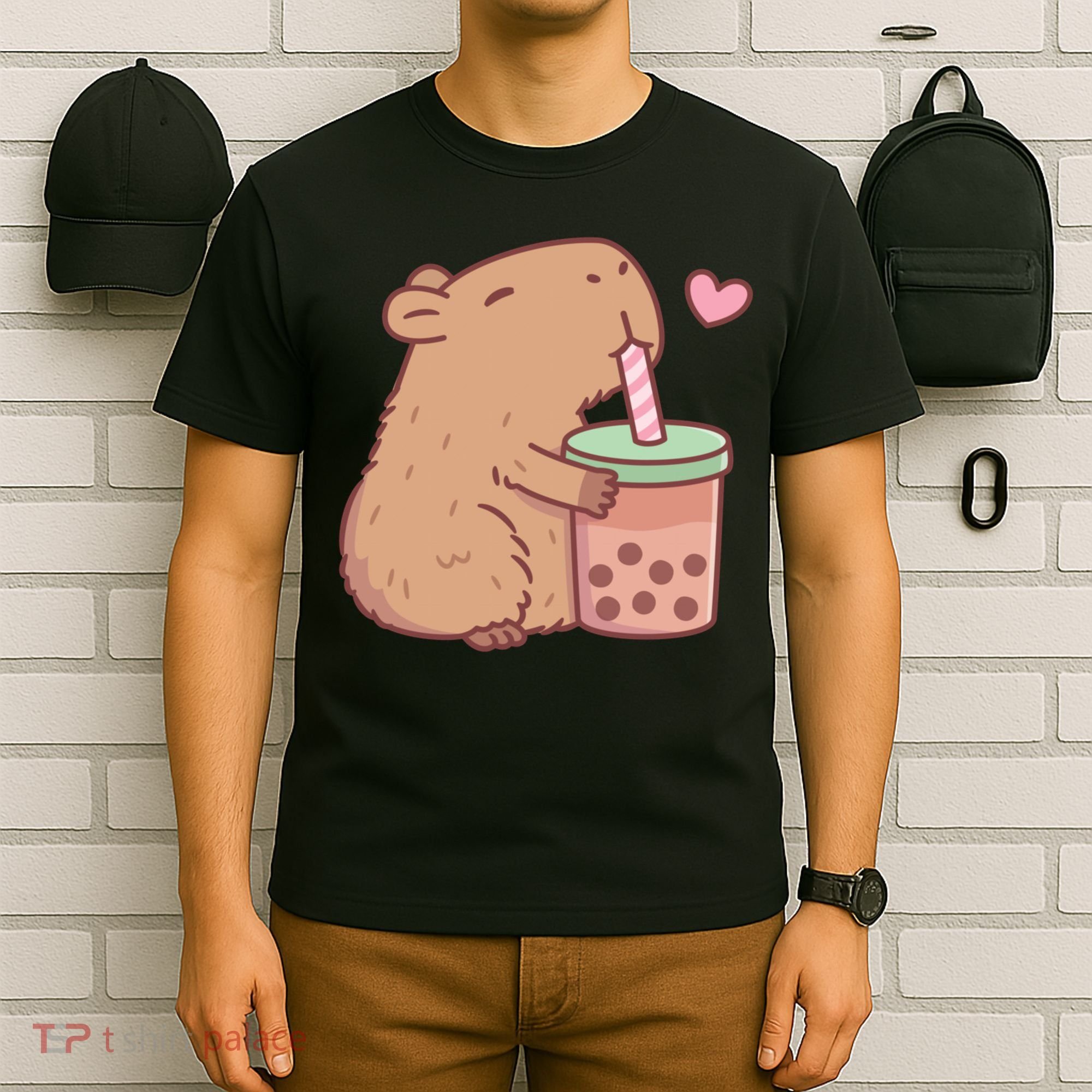 Cute Capybara Loves Bubble Tea T-Shirt