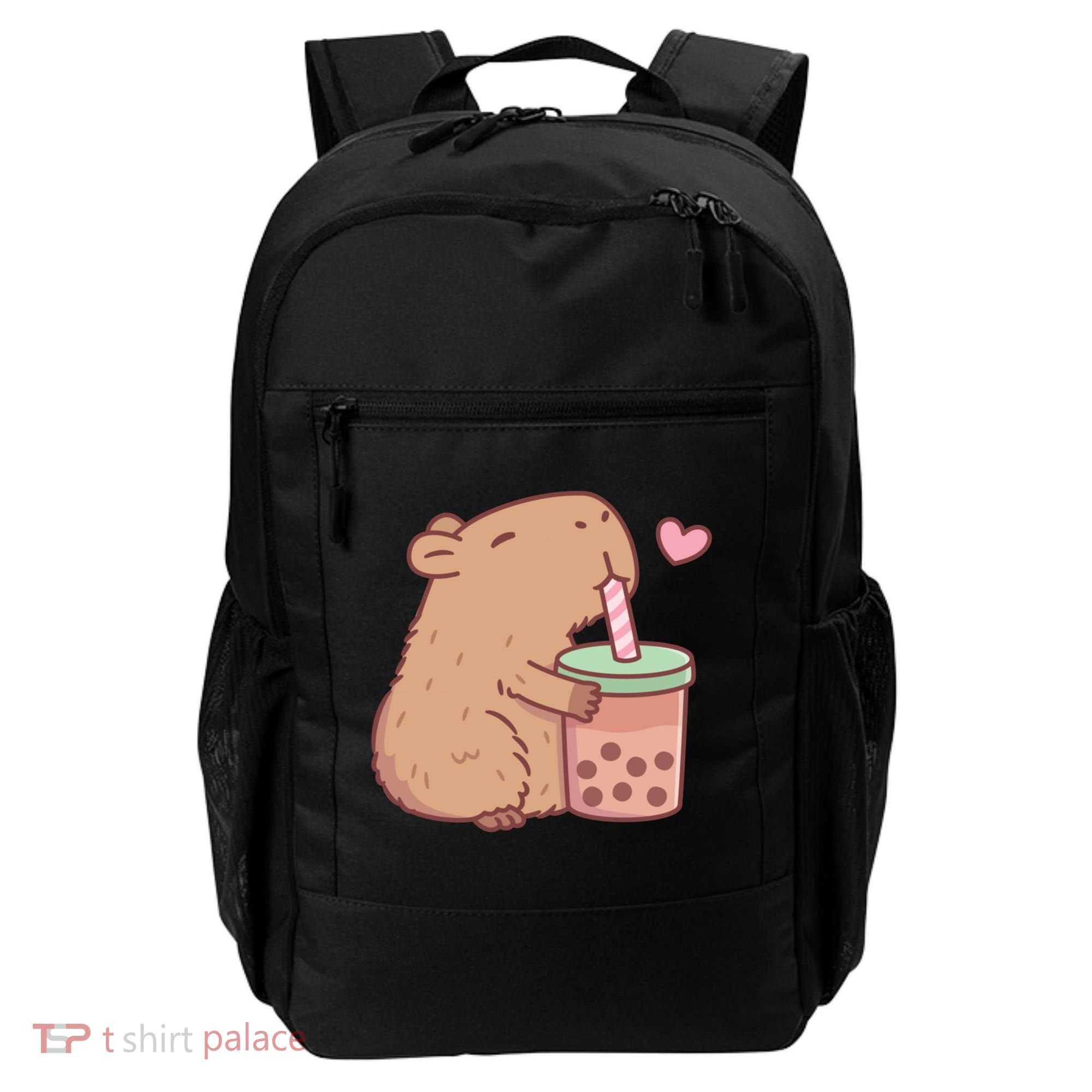 Cute Capybara Loves Bubble Tea Backpack