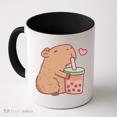 Cute Capybara Loves Bubble Tea Coffee Mug