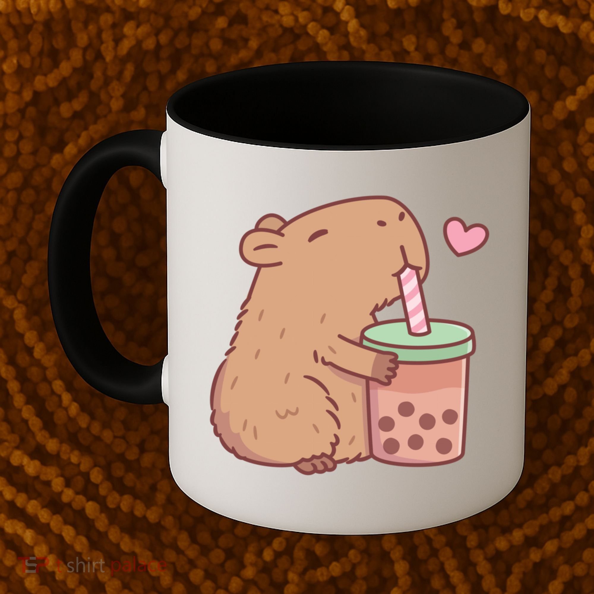 Cute Capybara Loves Bubble Tea Coffee Mug