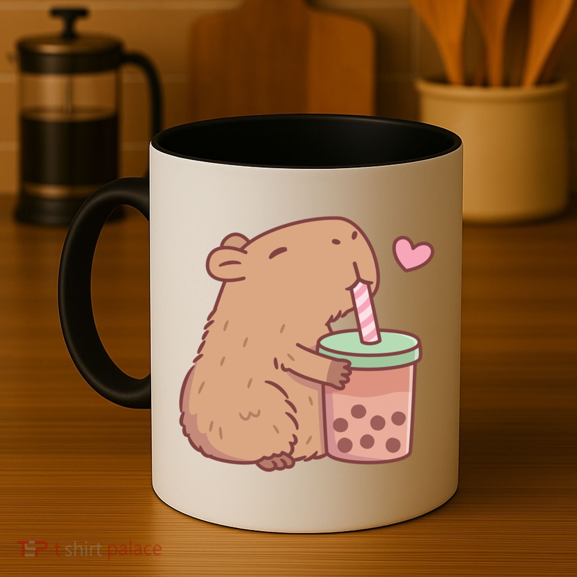 Cute Capybara Loves Bubble Tea Coffee Mug