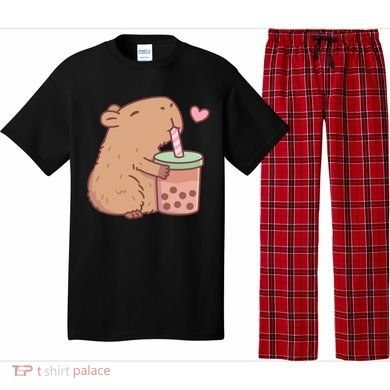 Cute Capybara Loves Bubble Tea Pajama Set