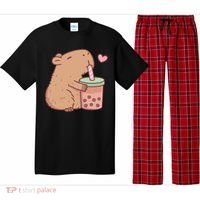 Cute Capybara Loves Bubble Tea Pajama Set thumb 0