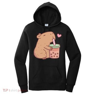 Cute Capybara Loves Bubble Tea Women's Hoodie