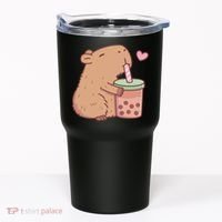 Cute Capybara Loves Bubble Tea Tumbler thumb 0