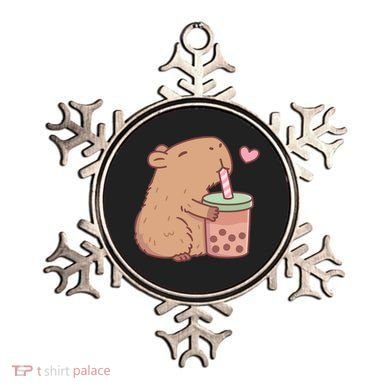 Cute Capybara Loves Bubble Tea Ornament