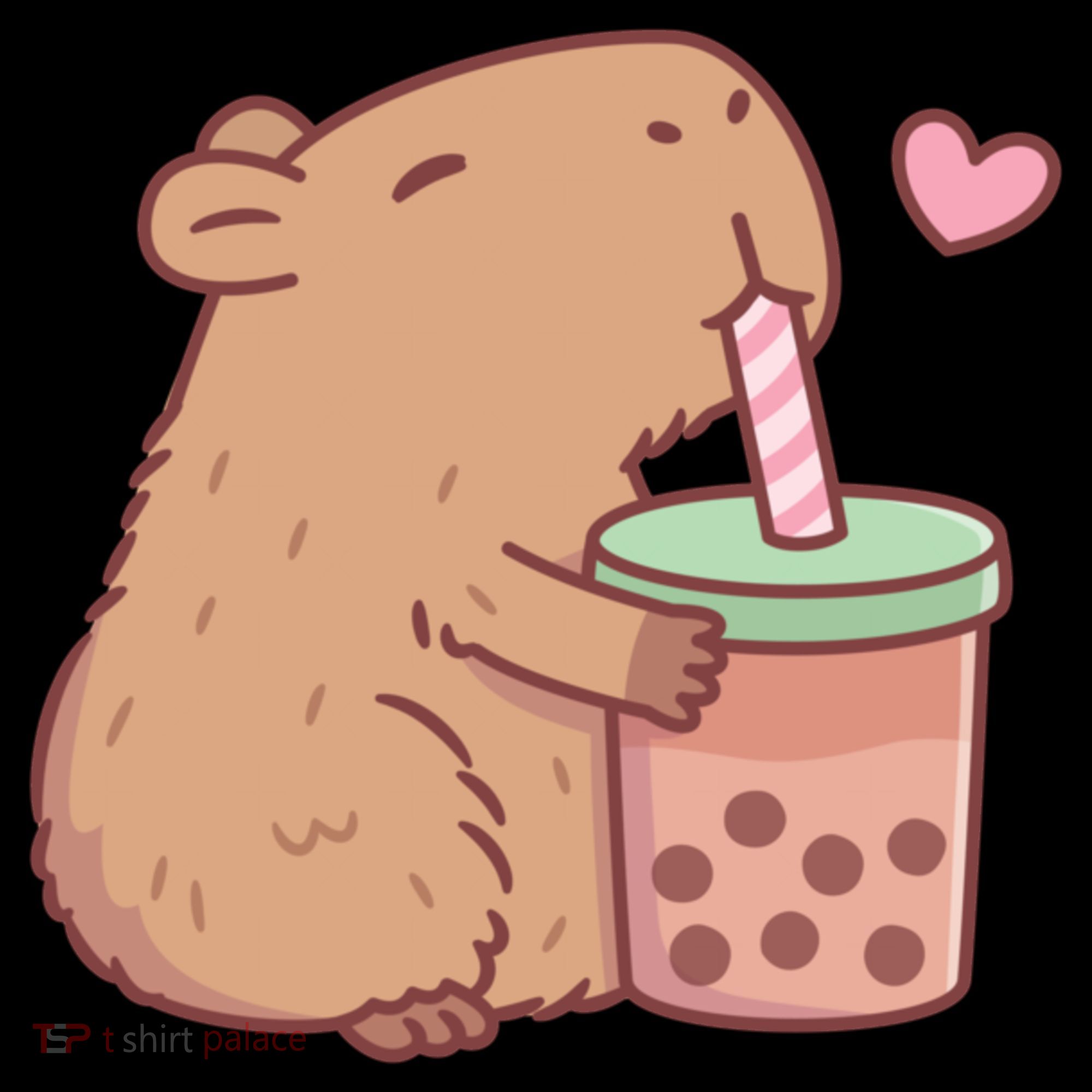 Cute Capybara Loves Bubble Tea Baby Bodysuit