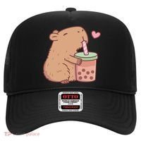 Cute Capybara Loves Bubble Tea Hat thumb 0