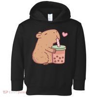 Cute Capybara Loves Bubble Tea Toddler Hoodie thumb 0
