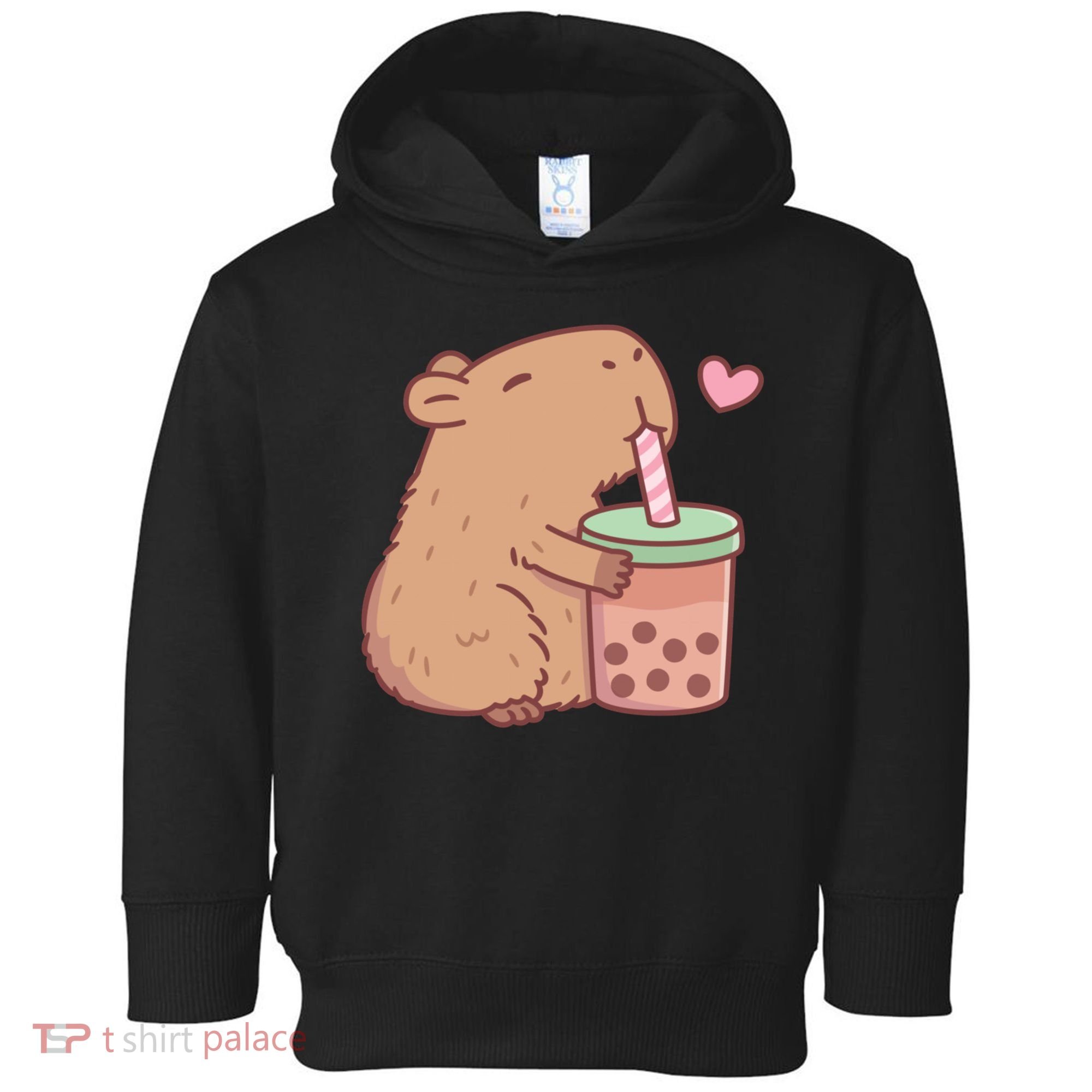 Cute Capybara Loves Bubble Tea Toddler Hoodie