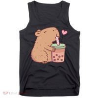 Cute Capybara Loves Bubble Tea Tank Top thumb 0