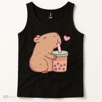 Cute Capybara Loves Bubble Tea Tank Top thumb 2