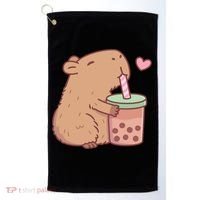 Cute Capybara Loves Bubble Tea Golf Towel thumb 0