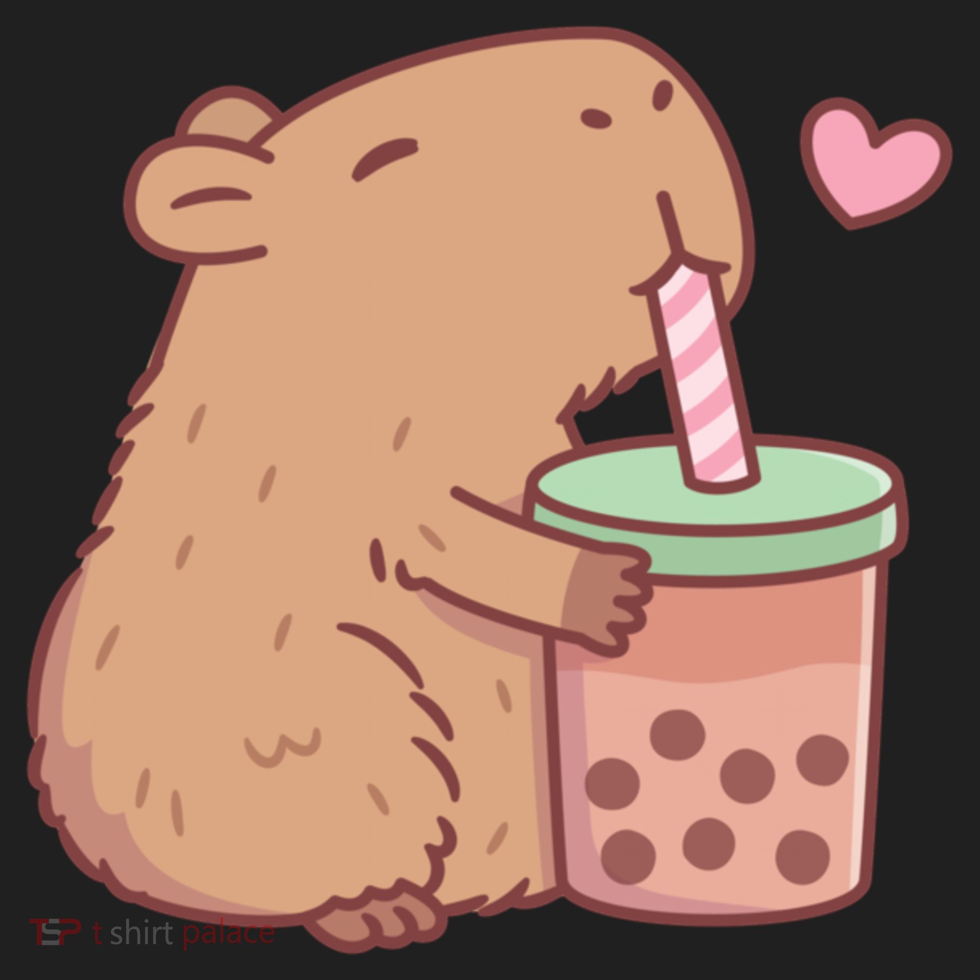 Cute Capybara Loves Bubble Tea Golf Towel