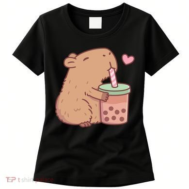 Cute Capybara Loves Bubble Tea Women's T-Shirt