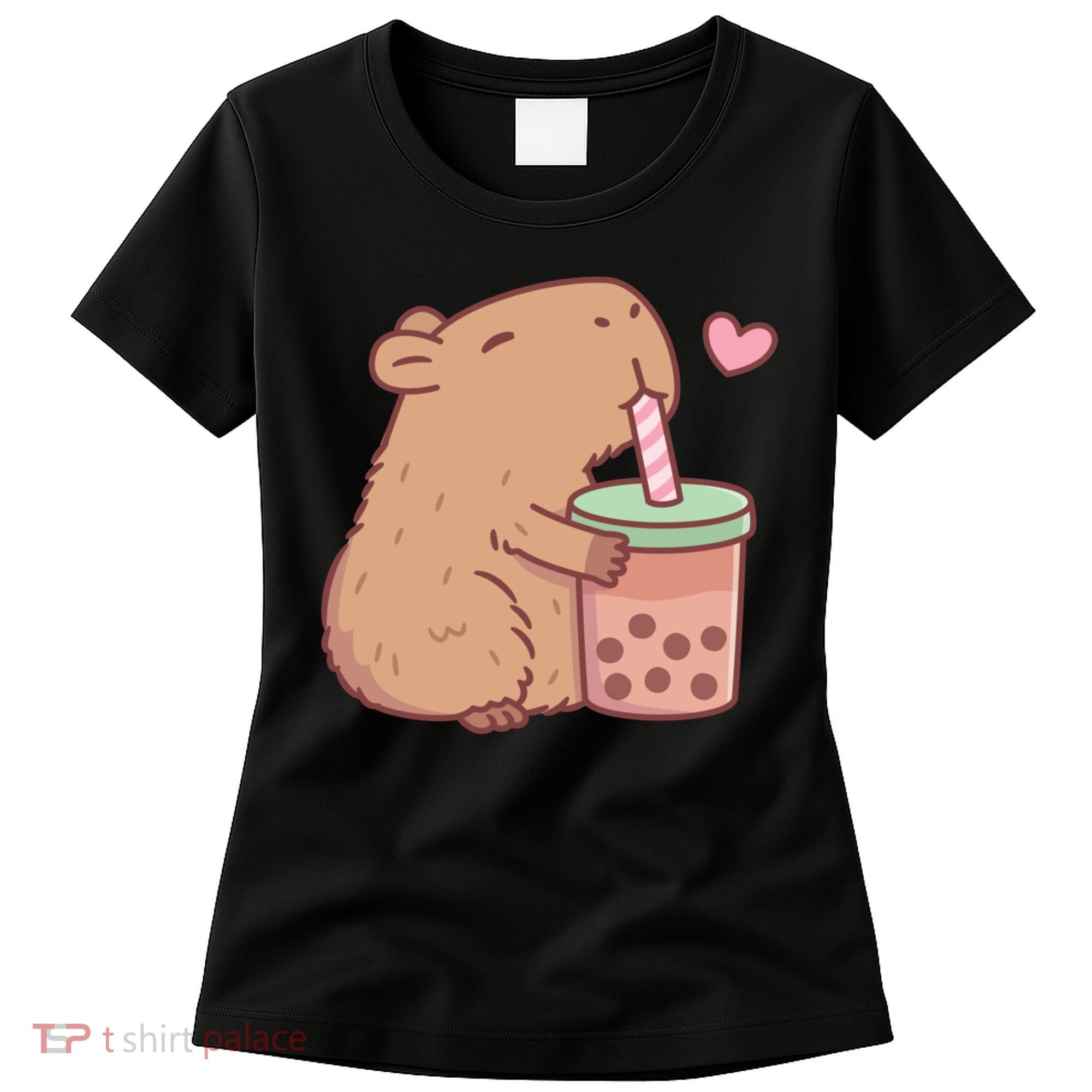 Cute Capybara Loves Bubble Tea Women's T-Shirt