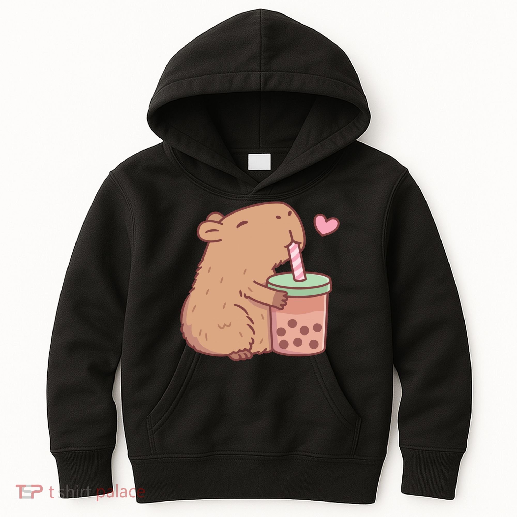 Cute Capybara Loves Bubble Tea Kids Hoodie