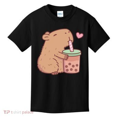 Cute Capybara Loves Bubble Tea Kids T-Shirt