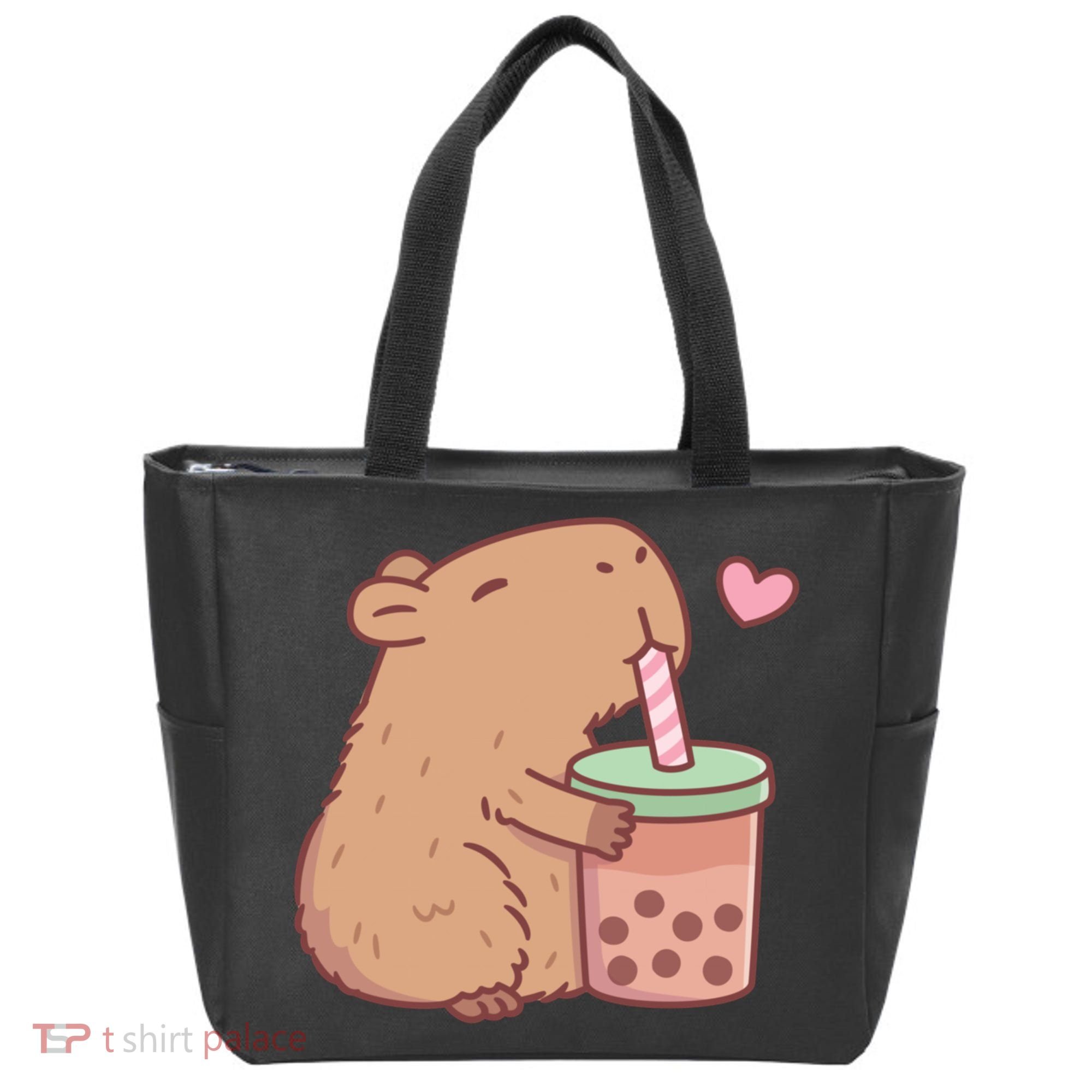 Cute Capybara Loves Bubble Tea Tote Bag