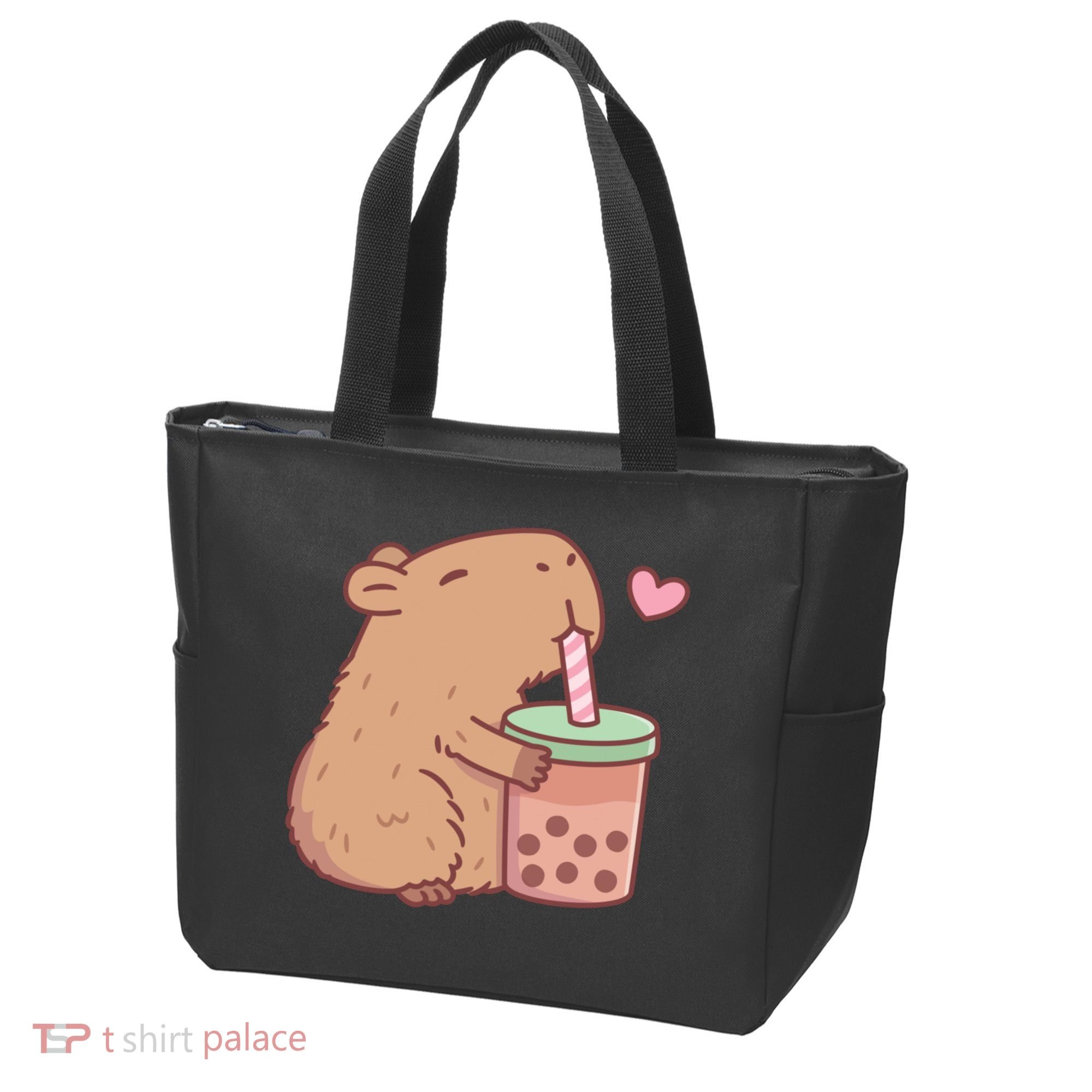 Cute Capybara Loves Bubble Tea Tote Bag