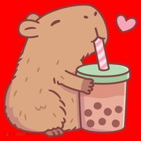 Cute Capybara Loves Bubble Tea Santa Hat thumb 1