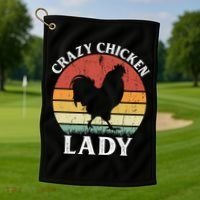 Crazy Chicken Lady Funny Women Girls Poultry Farm Farmer Gift Golf Towel thumb 1