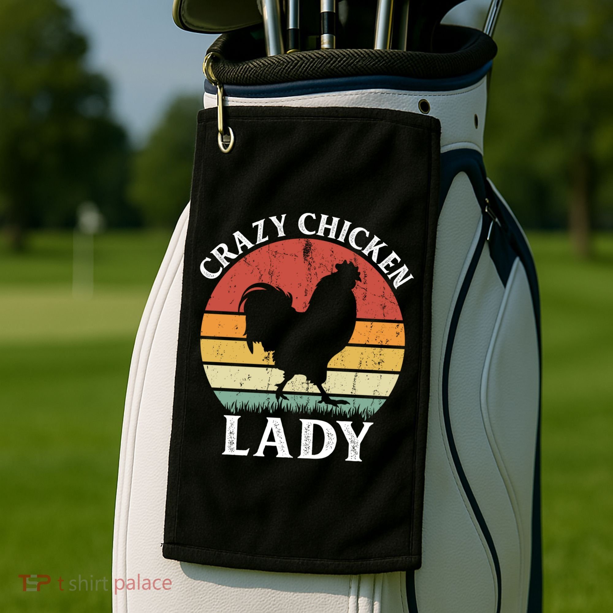 Crazy Chicken Lady Funny Women Girls Poultry Farm Farmer Gift Golf Towel
