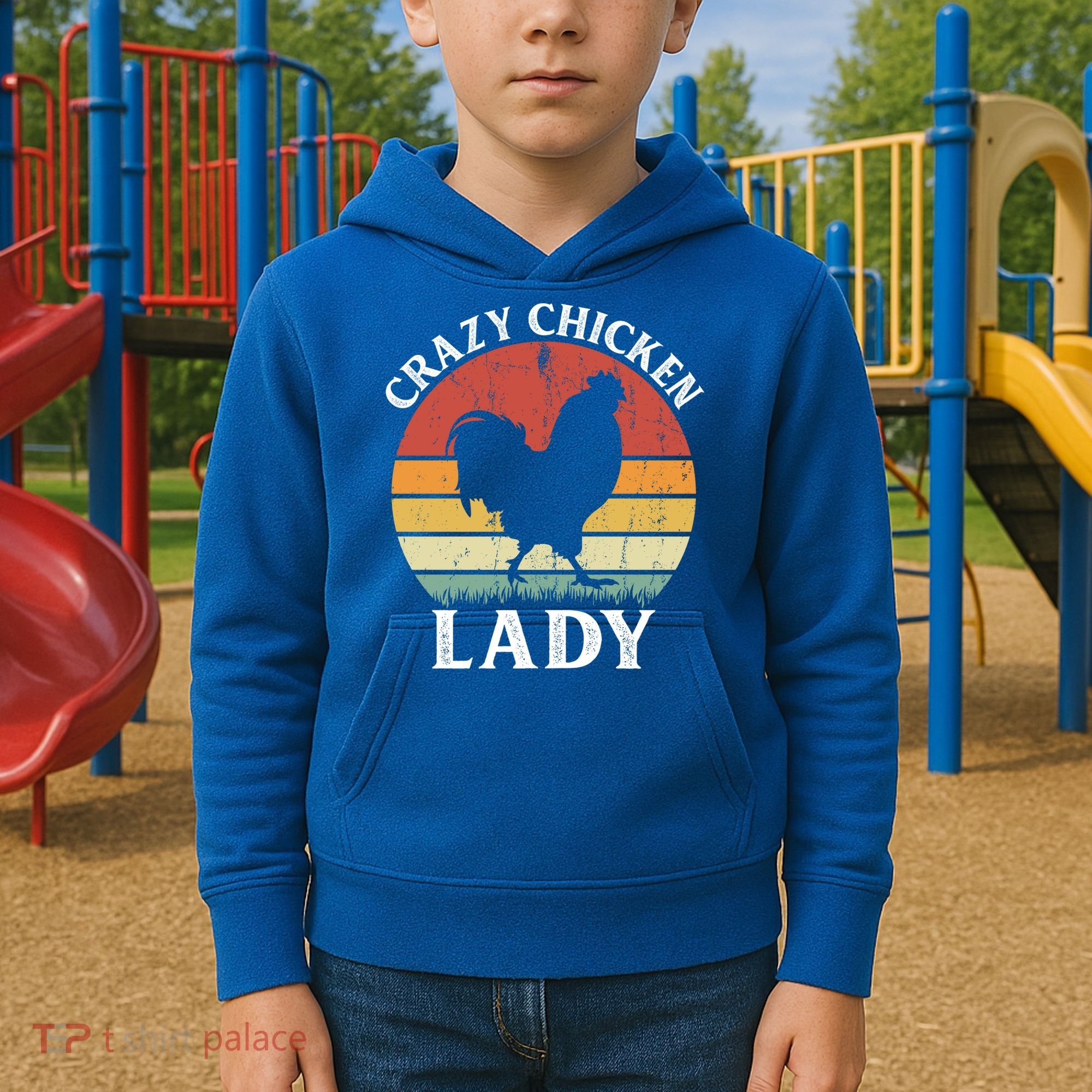 Crazy Chicken Lady Funny Women Girls Poultry Farm Farmer Gift Kids Hoodie
