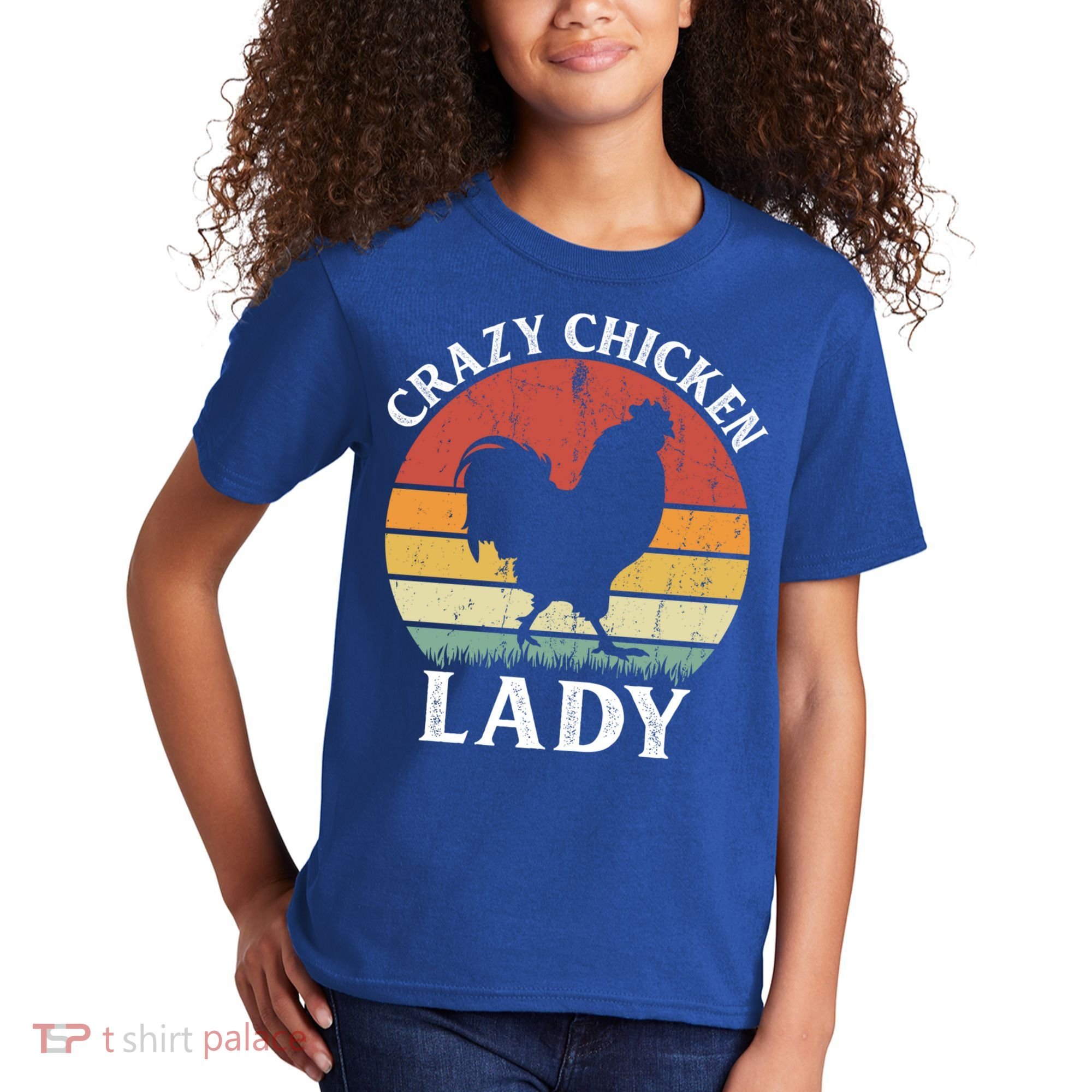 Crazy Chicken Lady Funny Women Girls Poultry Farm Farmer Gift Kids T-Shirt