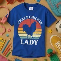 Crazy Chicken Lady Funny Women Girls Poultry Farm Farmer Gift Kids T-Shirt thumb 3
