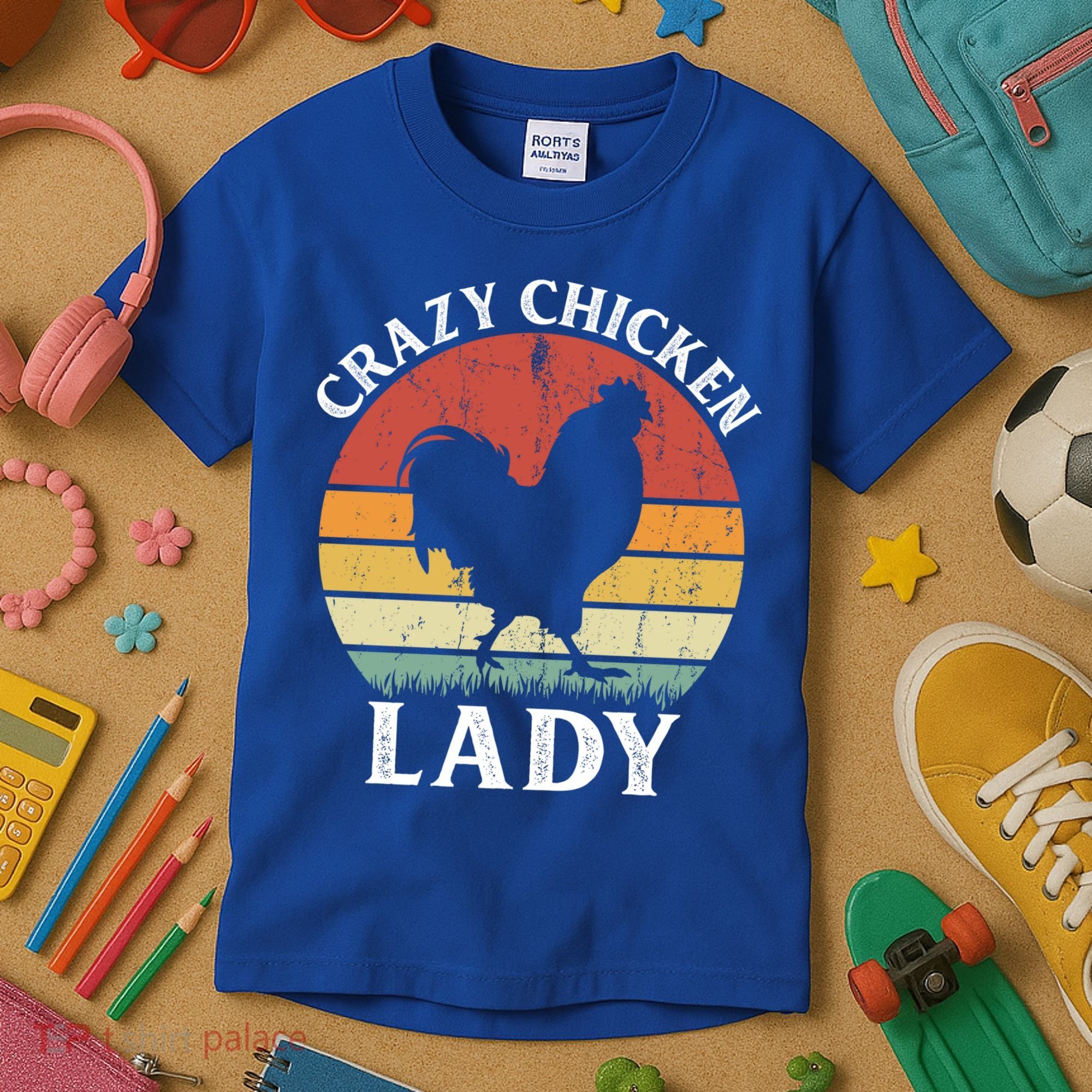 Crazy Chicken Lady Funny Women Girls Poultry Farm Farmer Gift Kids T-Shirt