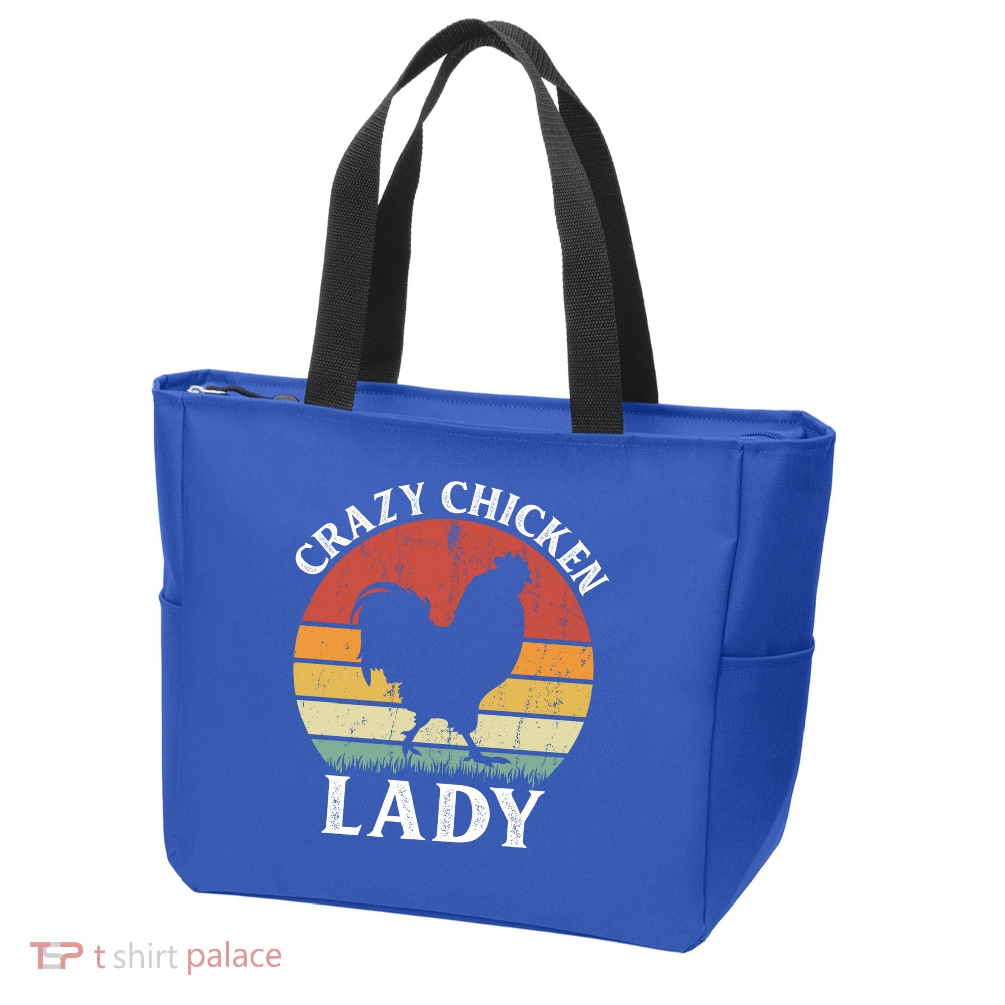 Crazy Chicken Lady Funny Women Girls Poultry Farm Farmer Gift Tote Bag