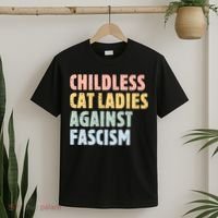 Childless Cat Ladies Against Fascism Kamala Harris T-Shirt thumb 2