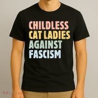 Childless Cat Ladies Against Fascism Kamala Harris T-Shirt thumb 3