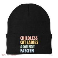 Childless Cat Ladies Against Fascism Kamala Harris Beanie thumb 0