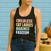 Childless Cat Ladies Against Fascism Kamala Harris Women's Tank Top thumb 2