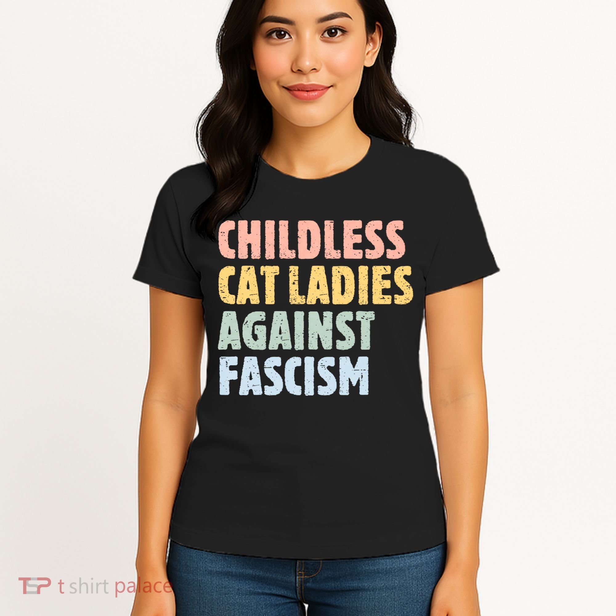 Childless Cat Ladies Against Fascism Kamala Harris Women's T-Shirt