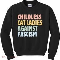 Childless Cat Ladies Against Fascism Kamala Harris Kids Sweatshirt thumb 0