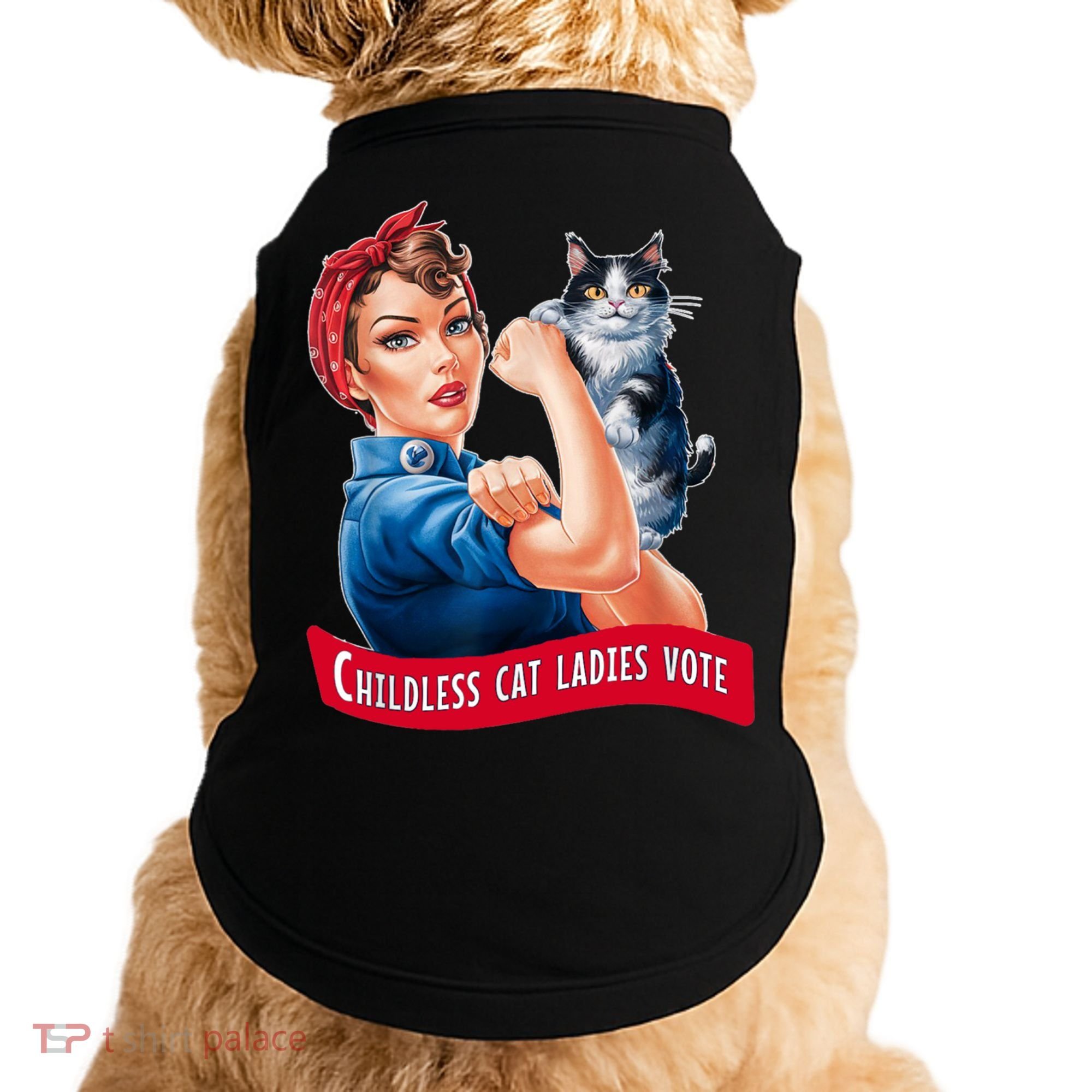 Childless Cat Ladies Vote Rosie The Riveter Doggie Tank