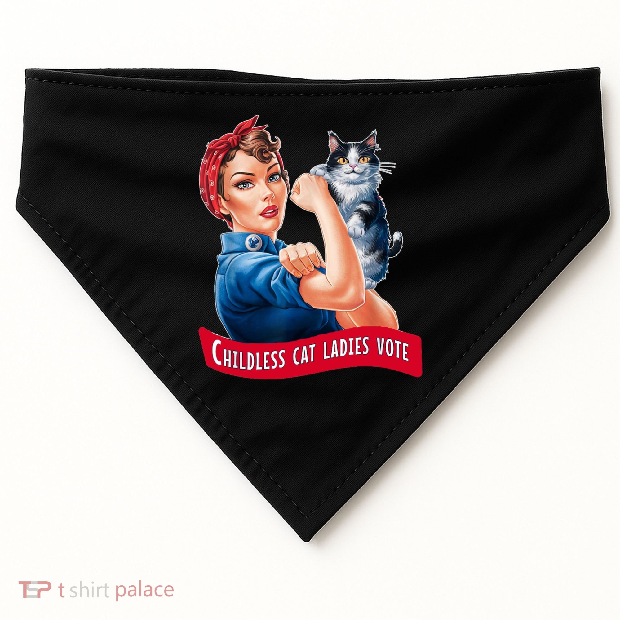 Childless Cat Ladies Vote Rosie The Riveter USA-Made Doggie Bandana