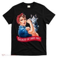 Childless Cat Ladies Vote Rosie The Riveter T-Shirt thumb 0